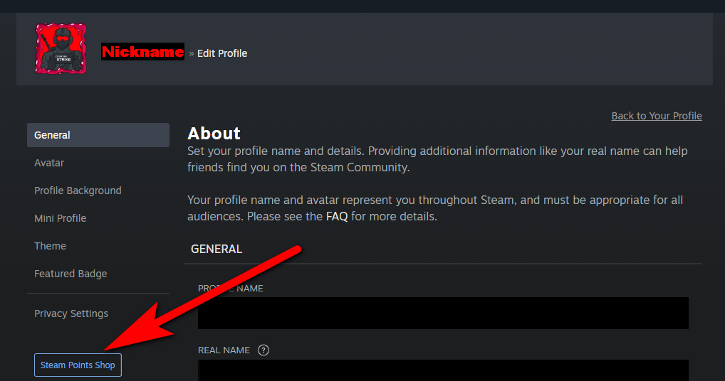 Steam points shop button screenshot